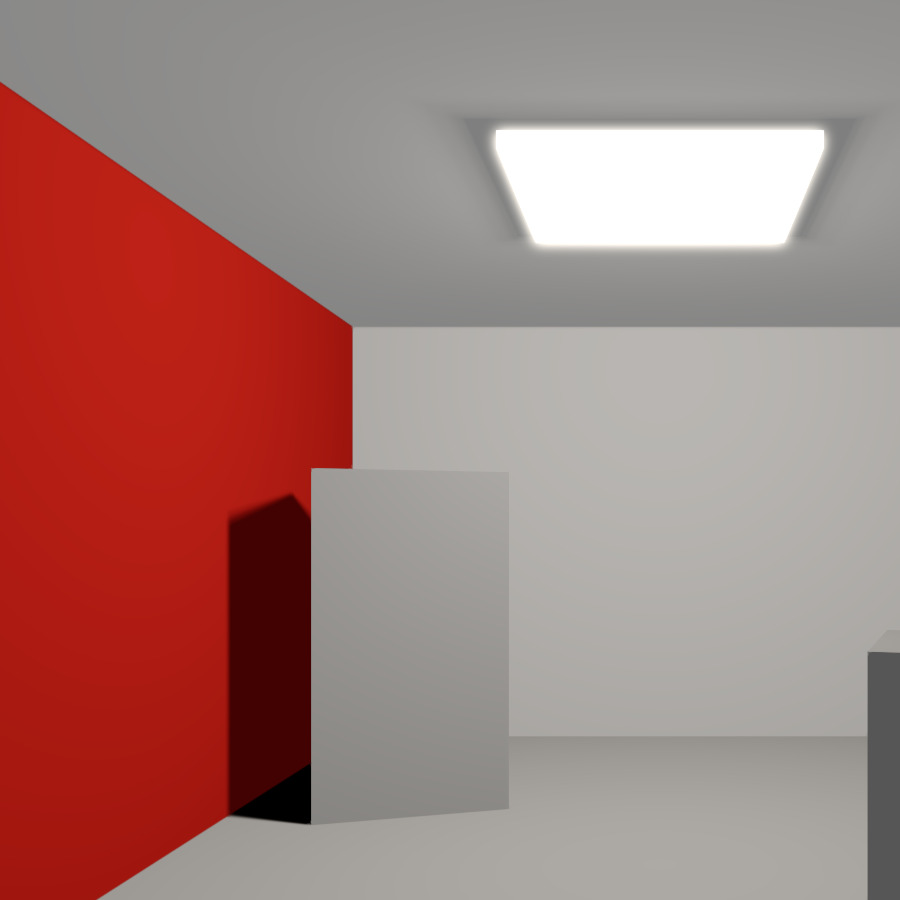 Bounced light off: hard black shadows in a closed room