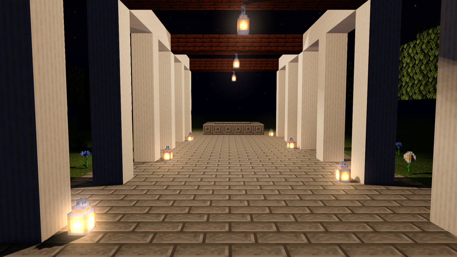 Glow on: the lanterns shine with a soft halo