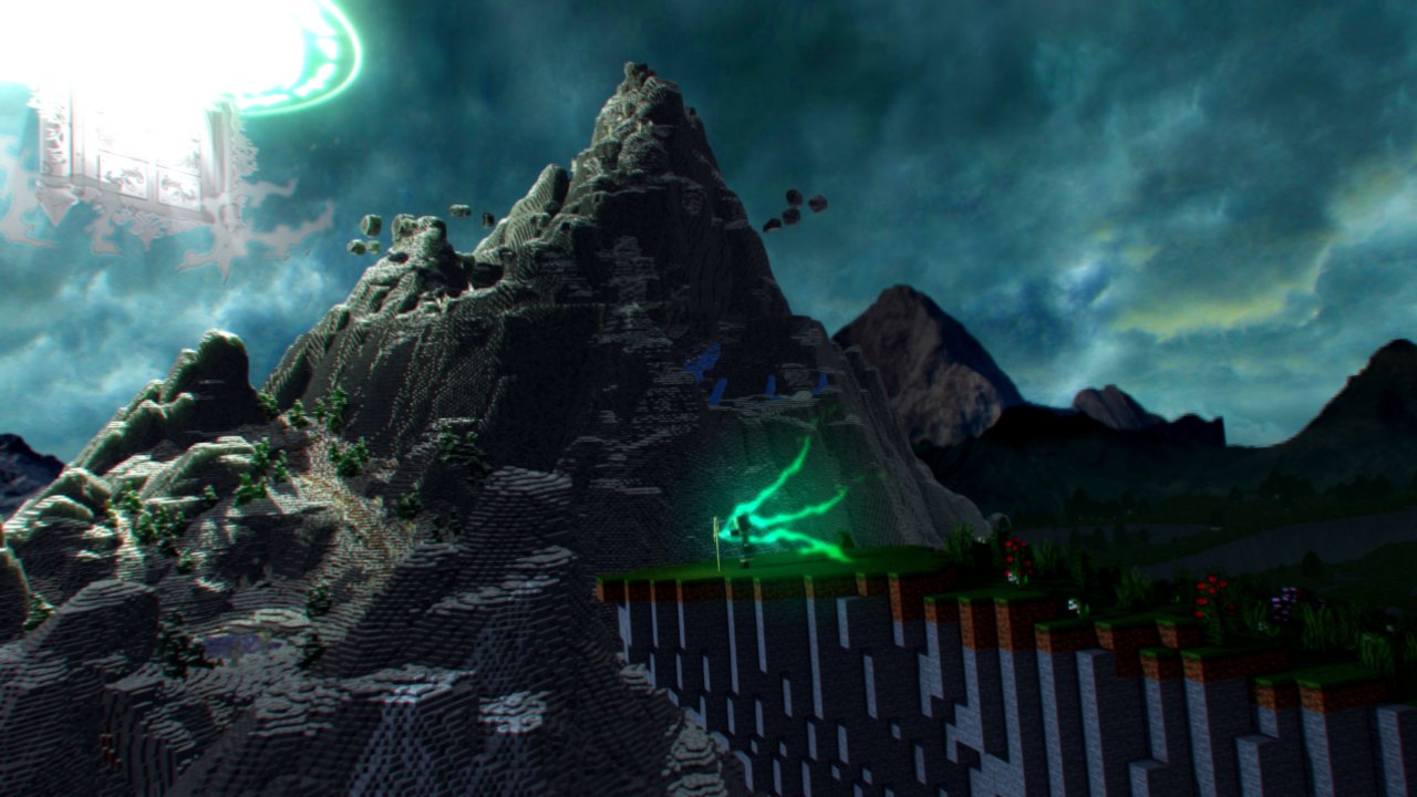 The mountain test scene at dusk
